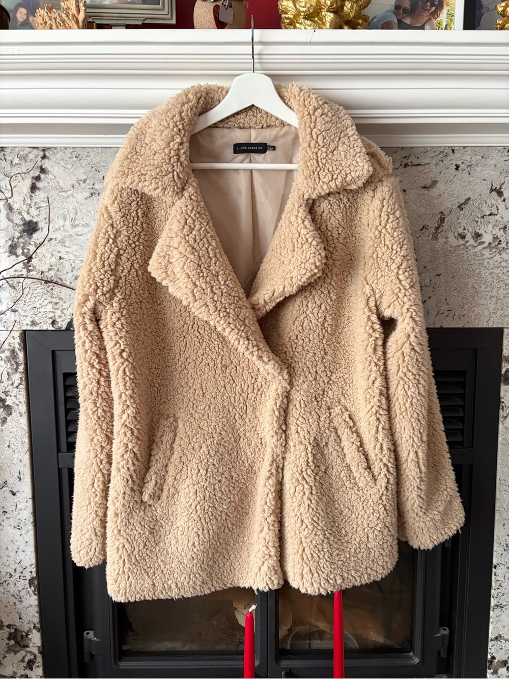 Silver Jeans Cream Teddy Faux-Shearling Jacket